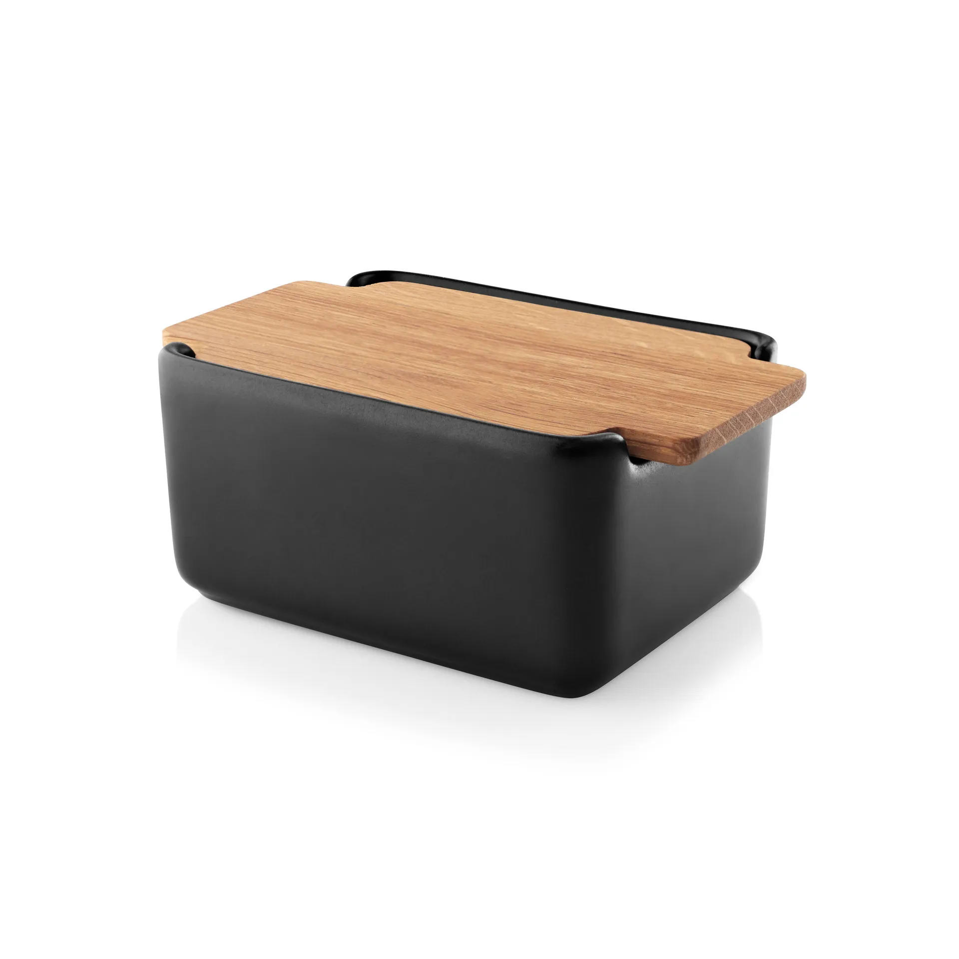 Nordic kitchen butter dish with oak lid 10x15 cm, Black Eva Solo