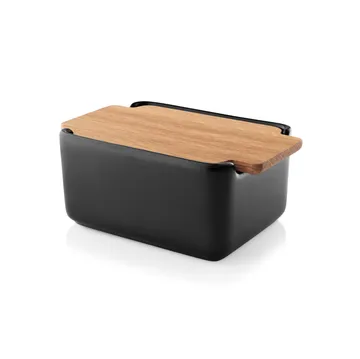 Nordic kitchen butter dish with oak lid 10x15 cm - Black - Eva Solo