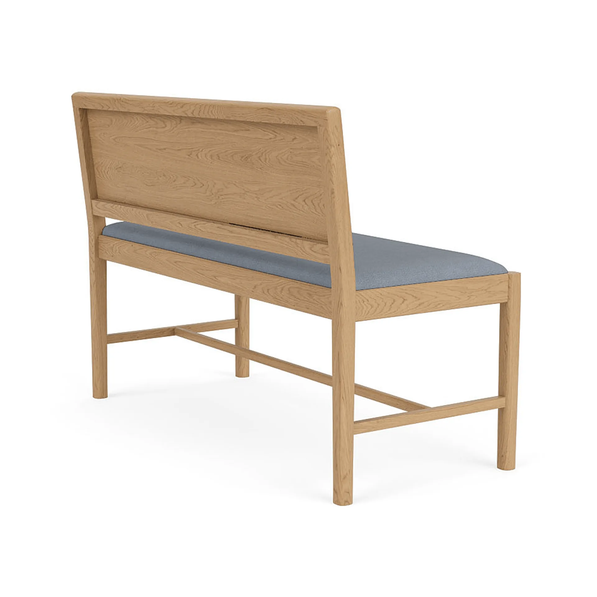 J176 Sønderborg bench, Lacquered oak-Ploegwool blue FDB Møbler
