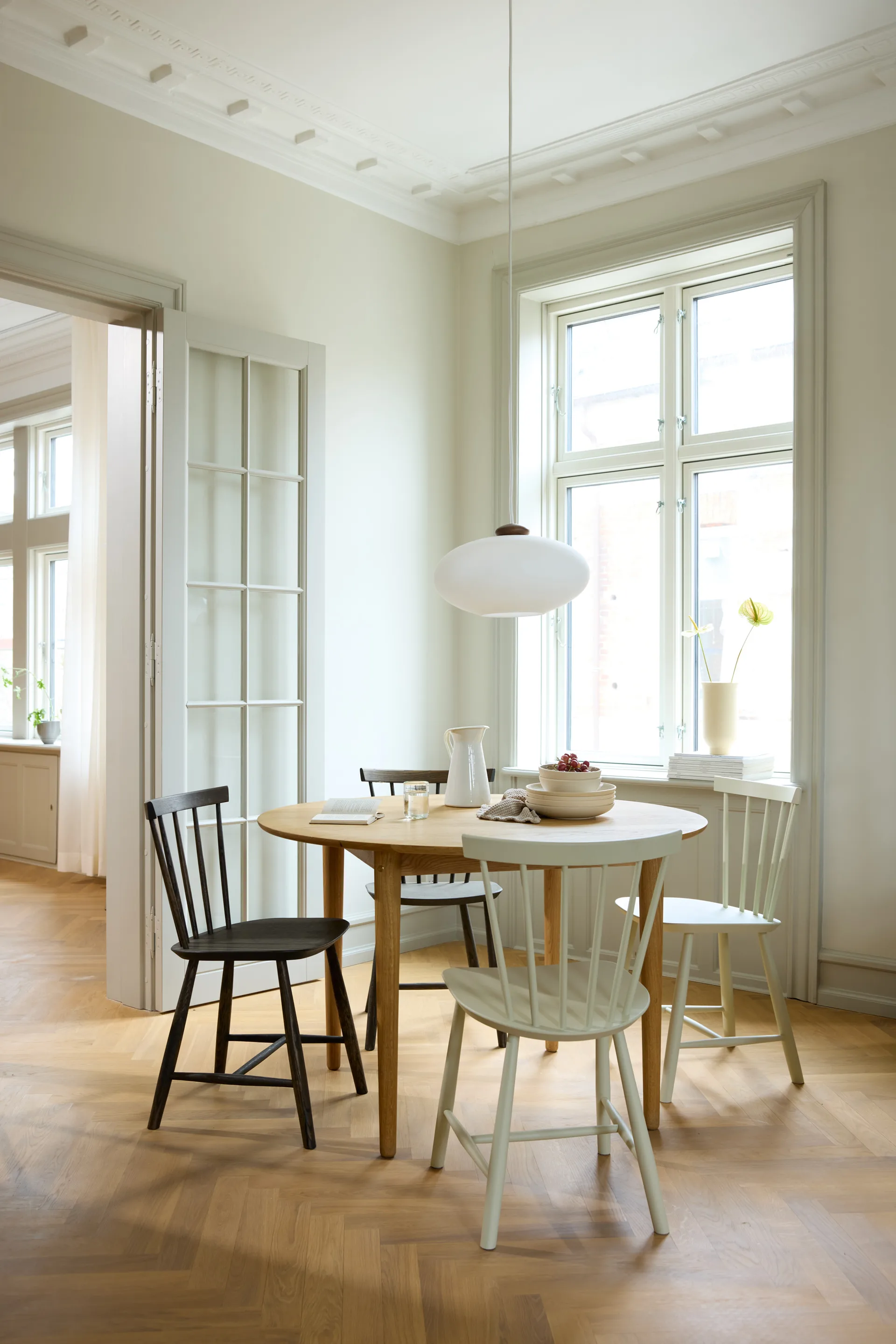 J46 chair, Beech grey painted FDB Møbler