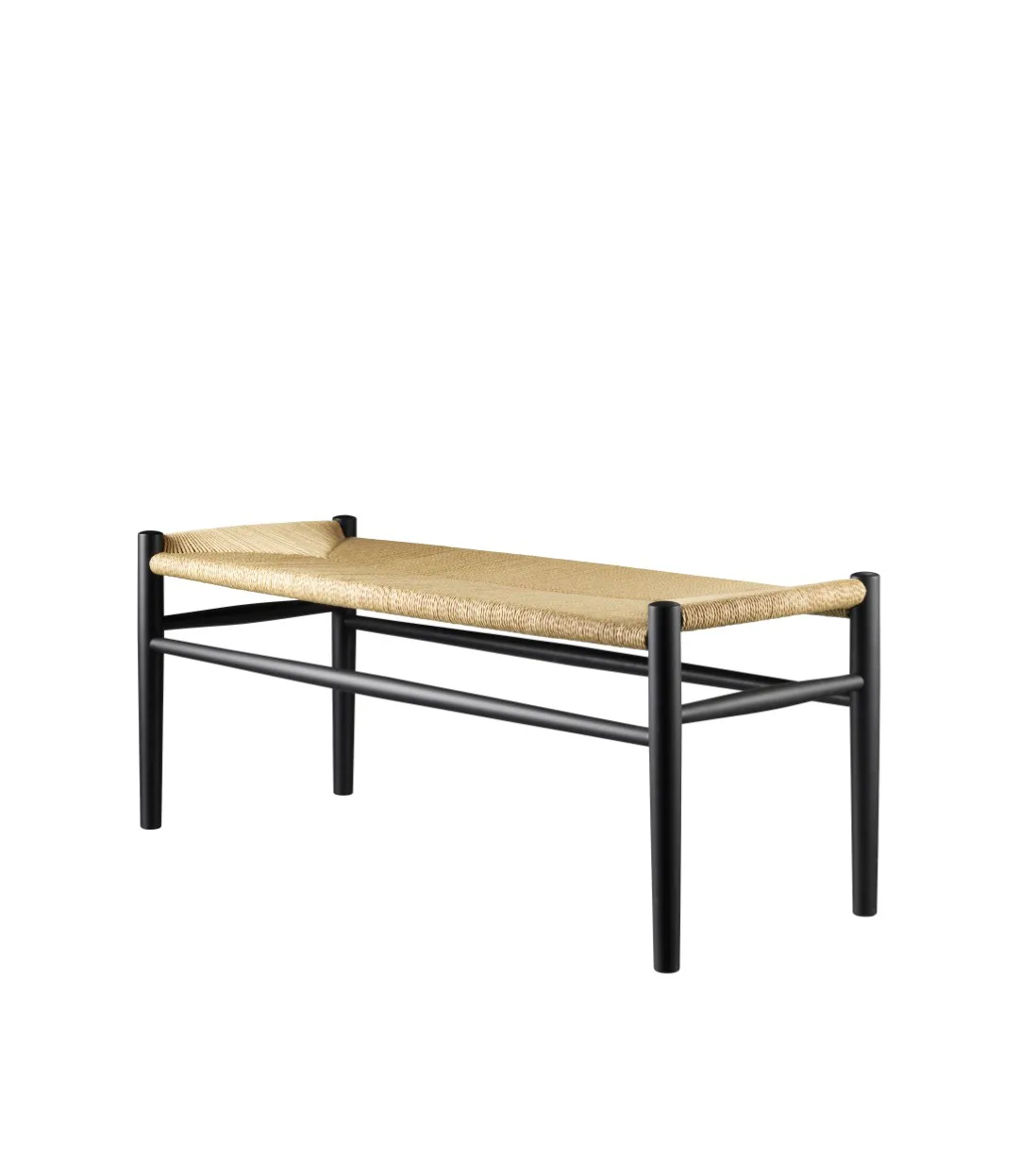 J83B RAL 9005 gloss 10 bench, Beech black painted-nature FDB Møbler