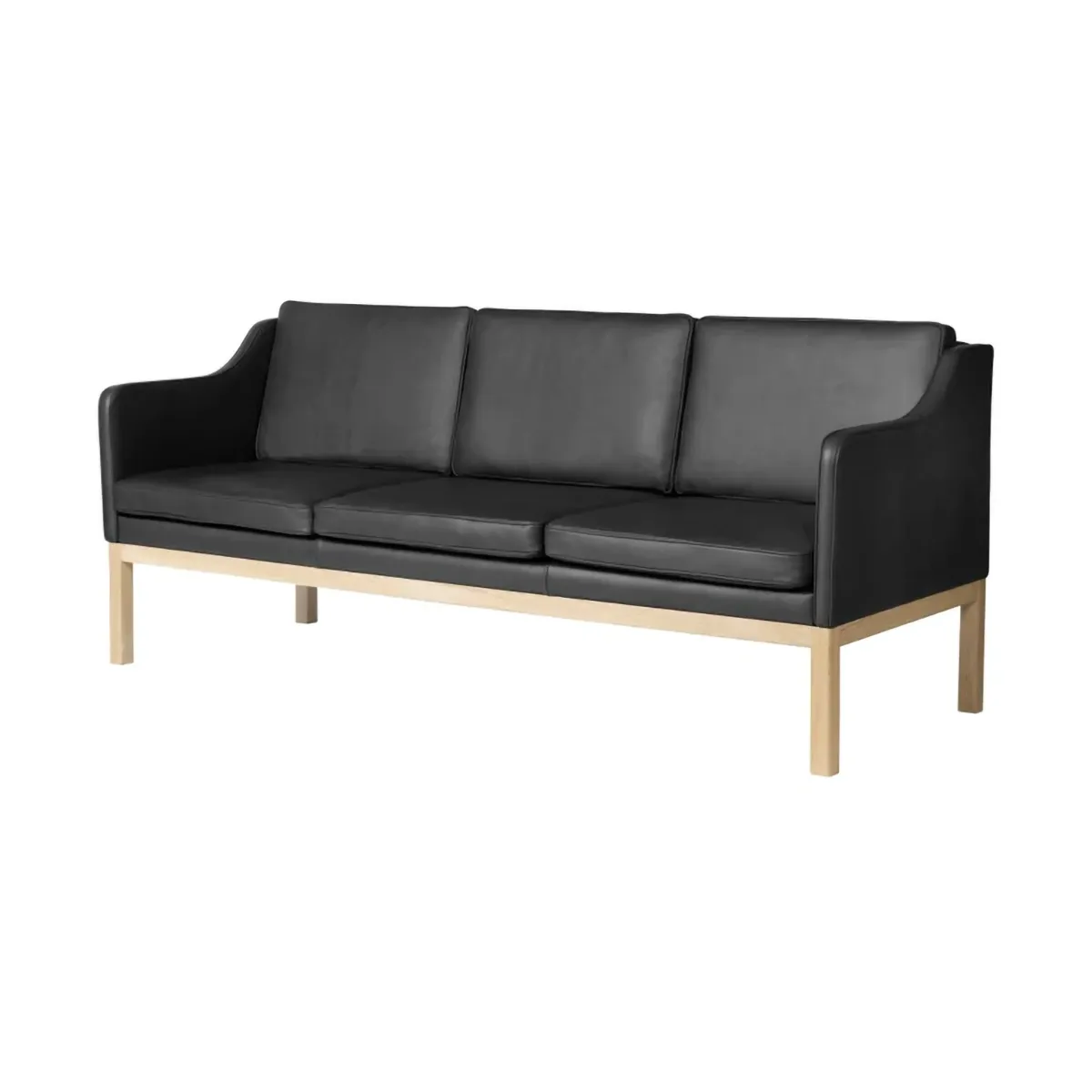 MK46 Mogens Koch 3-seater sofa, Lacquered oak-black leather FDB Møbler