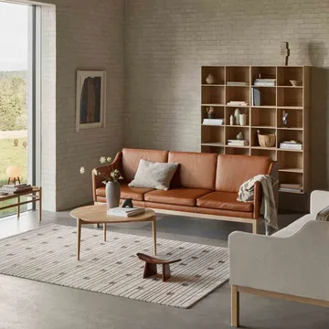 MK46 Mogens Koch 3-seater sofa - Lacquered oak-cognac leather - FDB Møbler