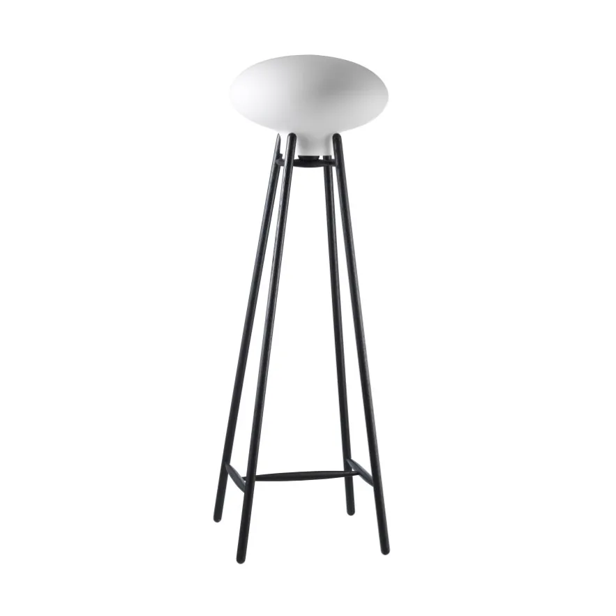 U5 Hiti floor lamp, Opal glass-oak black painted FDB Møbler