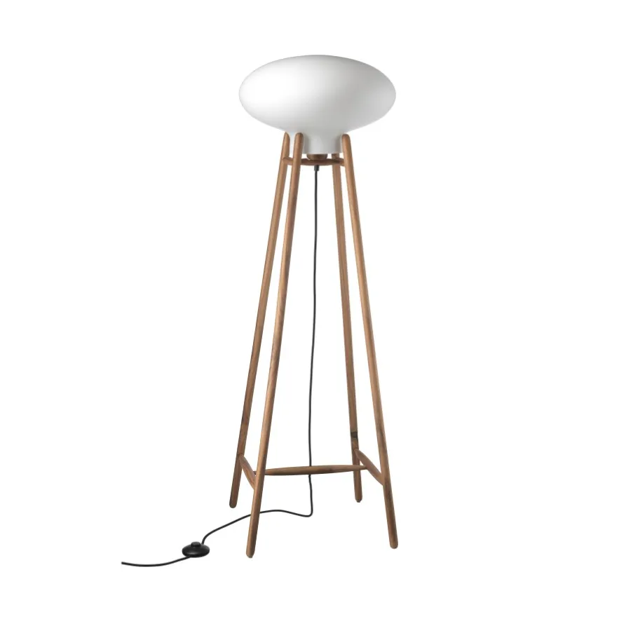 U5 Hiti floor lamp, Opal glass-walnut nature lacquered FDB Møbler