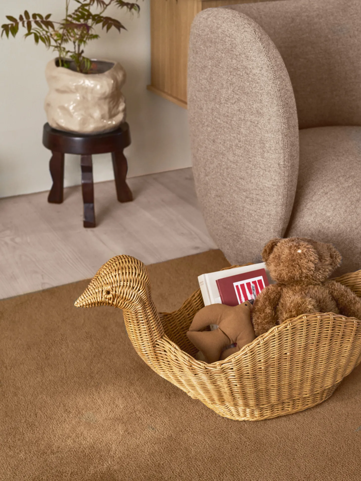Bird storage basket 40x28,5x74 cm, Natural Ferm Living
