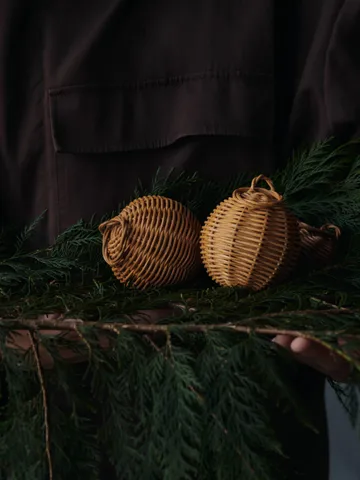 Braided baubles Christmas hanging Ø8 cm 2 pack - Natural - Ferm Living