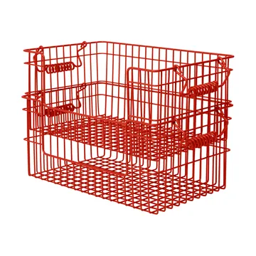 Cala stackable basket 2-pack - Poppy red, 28.7x18x13 cm - Ferm Living