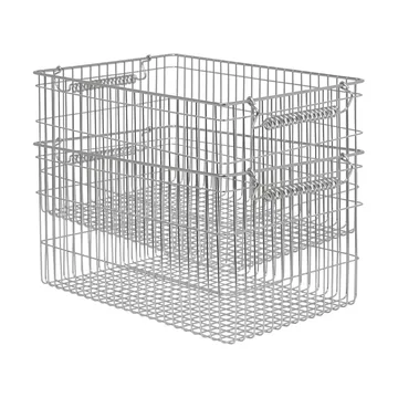 Cala stackable basket 2-pack - Stainless steel, 36.2x26.2x20.2 cm - Ferm Living
