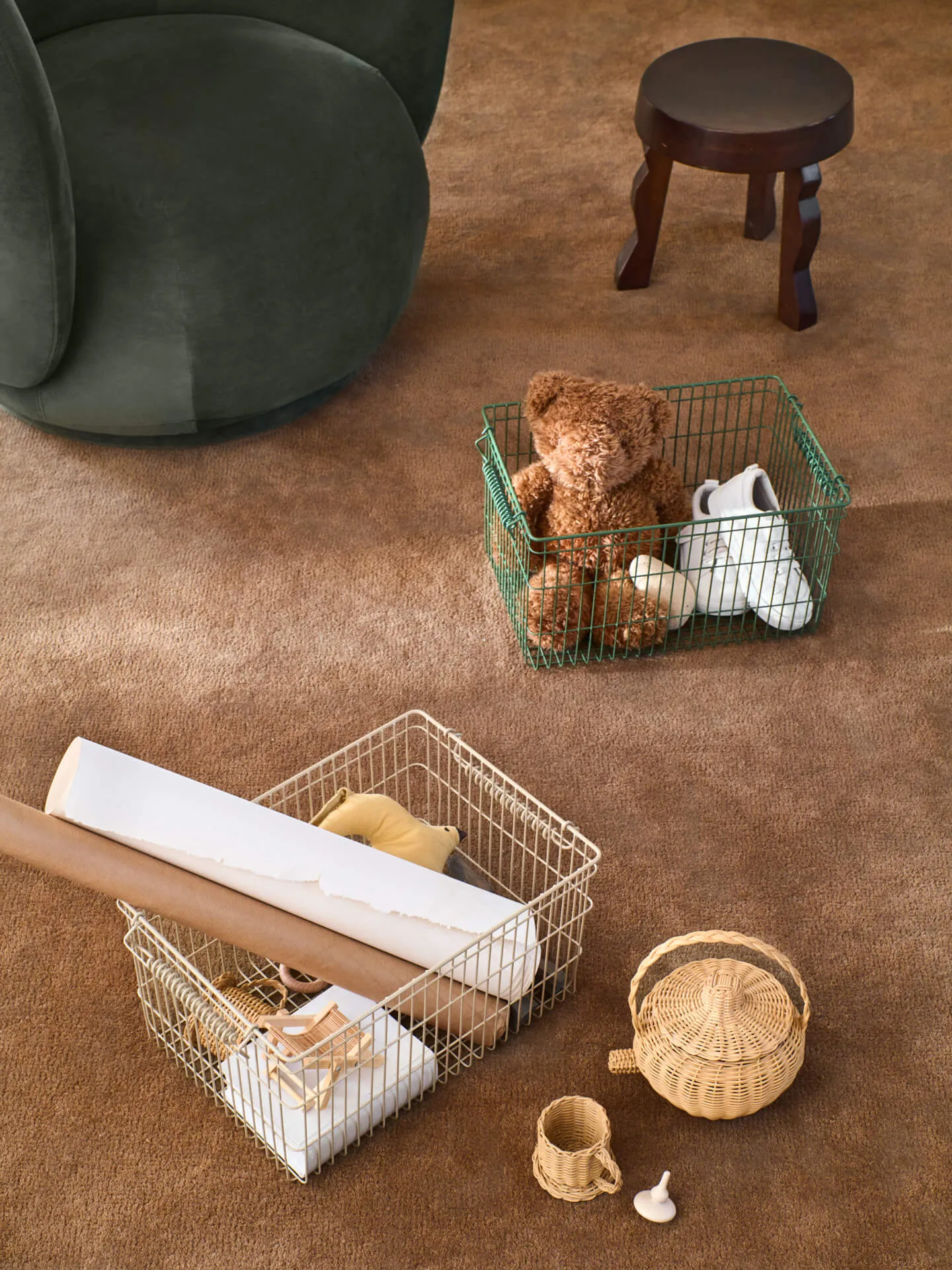 Cala stackable basket 2-pack, Verdant green, 36,2x26,2x20,2 cm Ferm Living