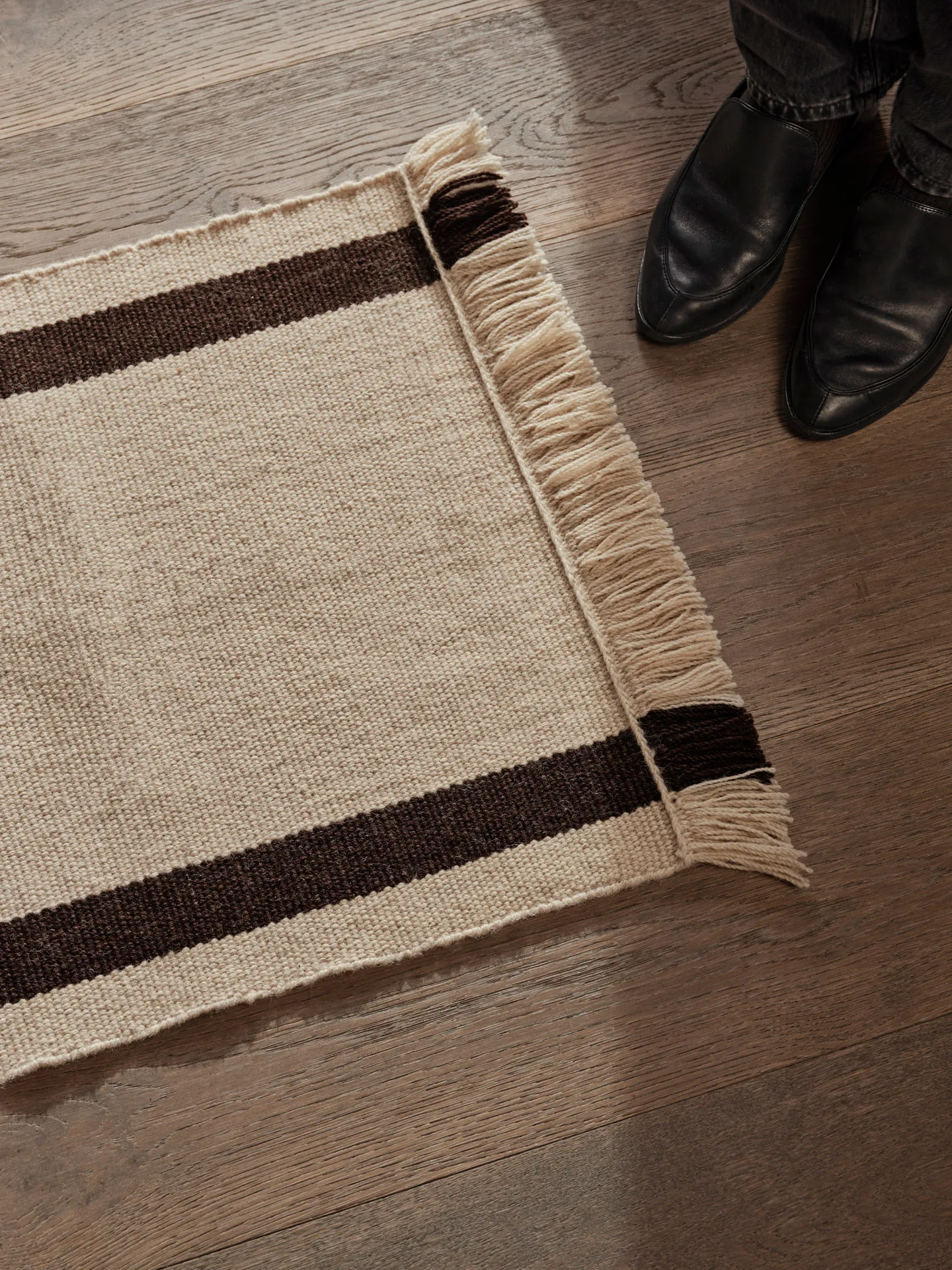 Calm kelim door mat, Off-white, Coffee, 50x70 cm Ferm Living