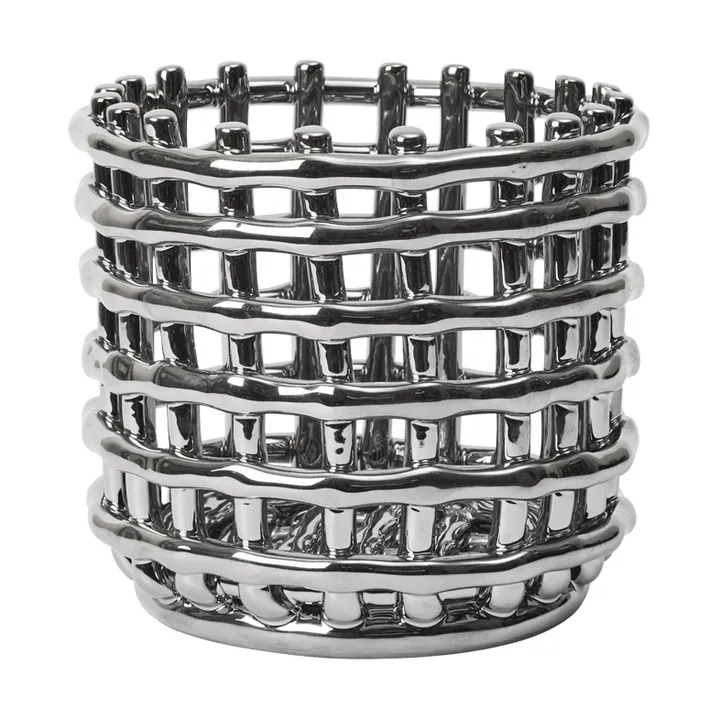 Ceramic braided basket Ø16 cm - Silver - Ferm Living