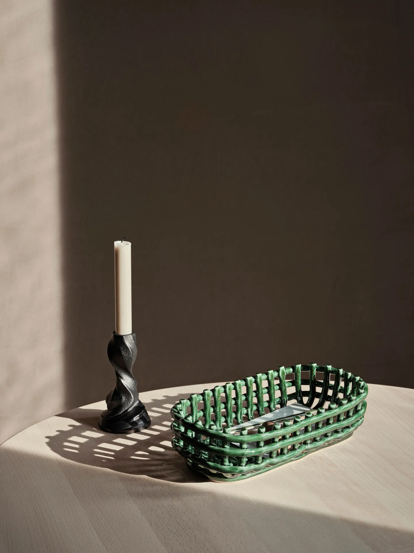 Ceramic plated basket oval 15x30 cm, Emerald Green Ferm Living