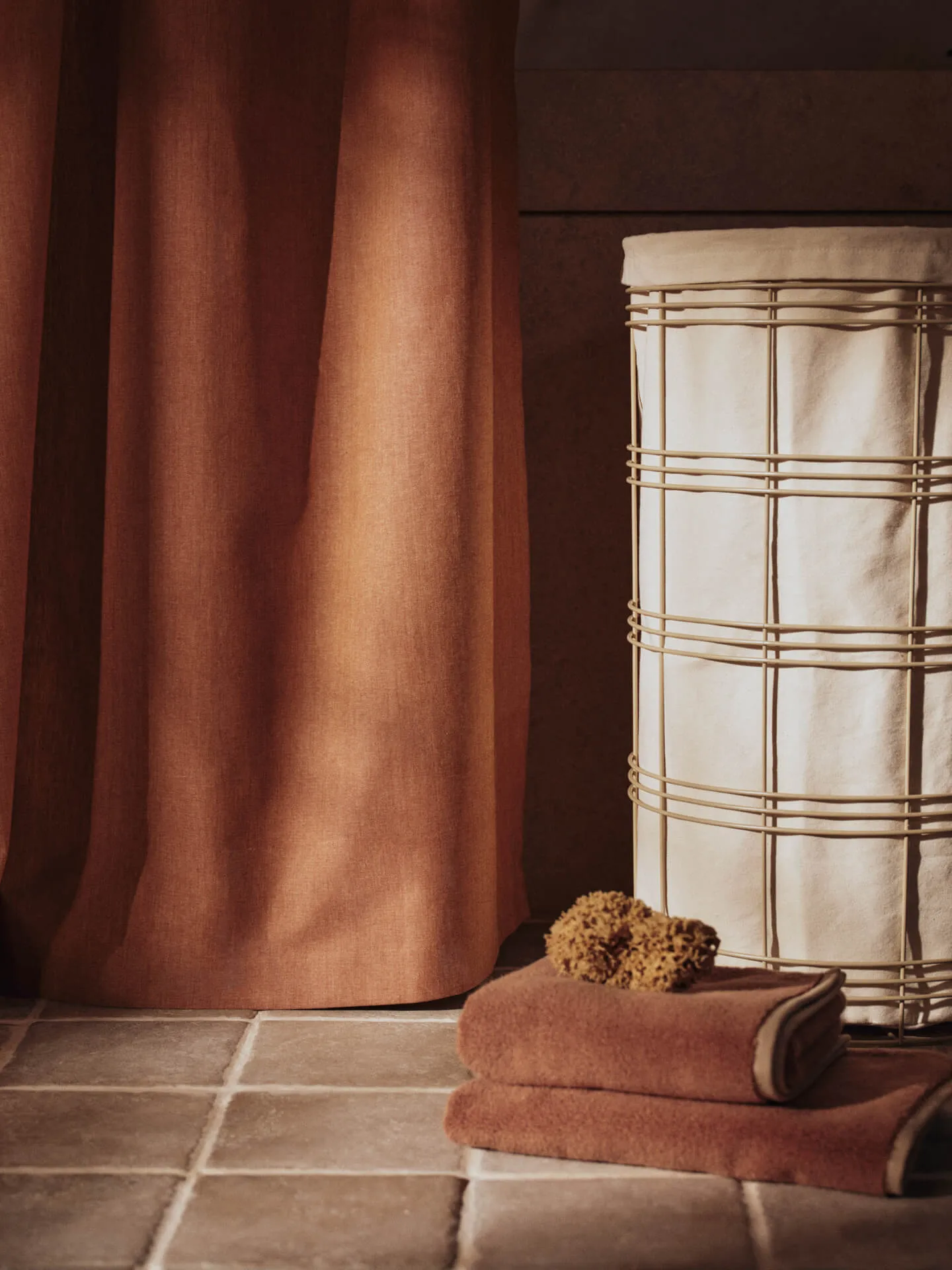 Chambray shower curtain, Brown clay Ferm Living