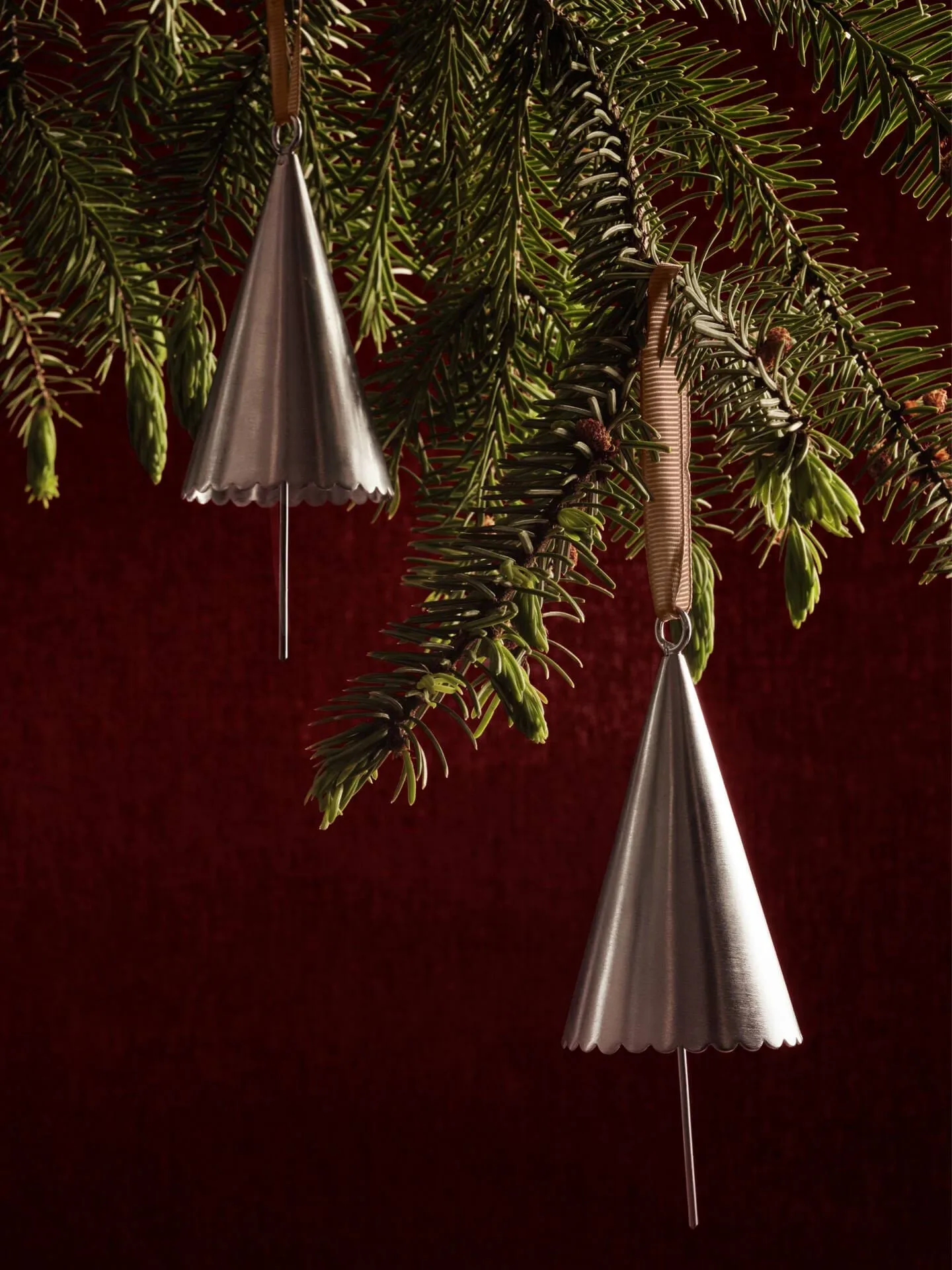 Cone bell decoration hangings 2-pack, Silver Ferm Living