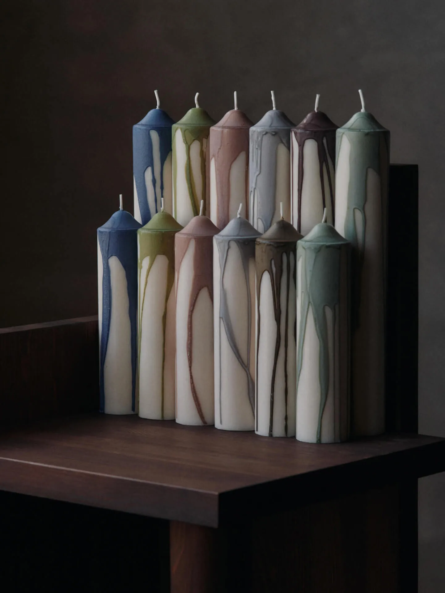 Drip pillar candle, Warm Grey, 30 cm Ferm Living