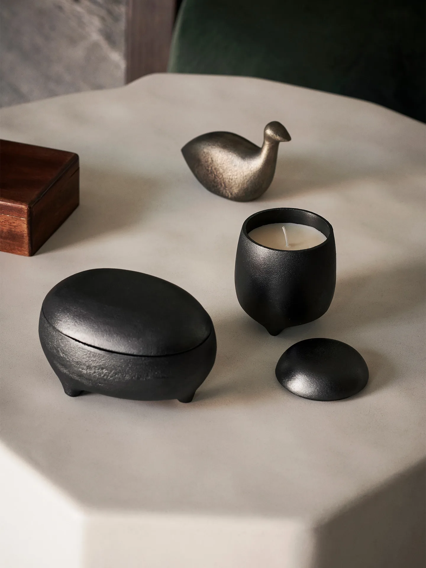 Evoke twin candle in jar, Blackened Aluminium Ferm Living