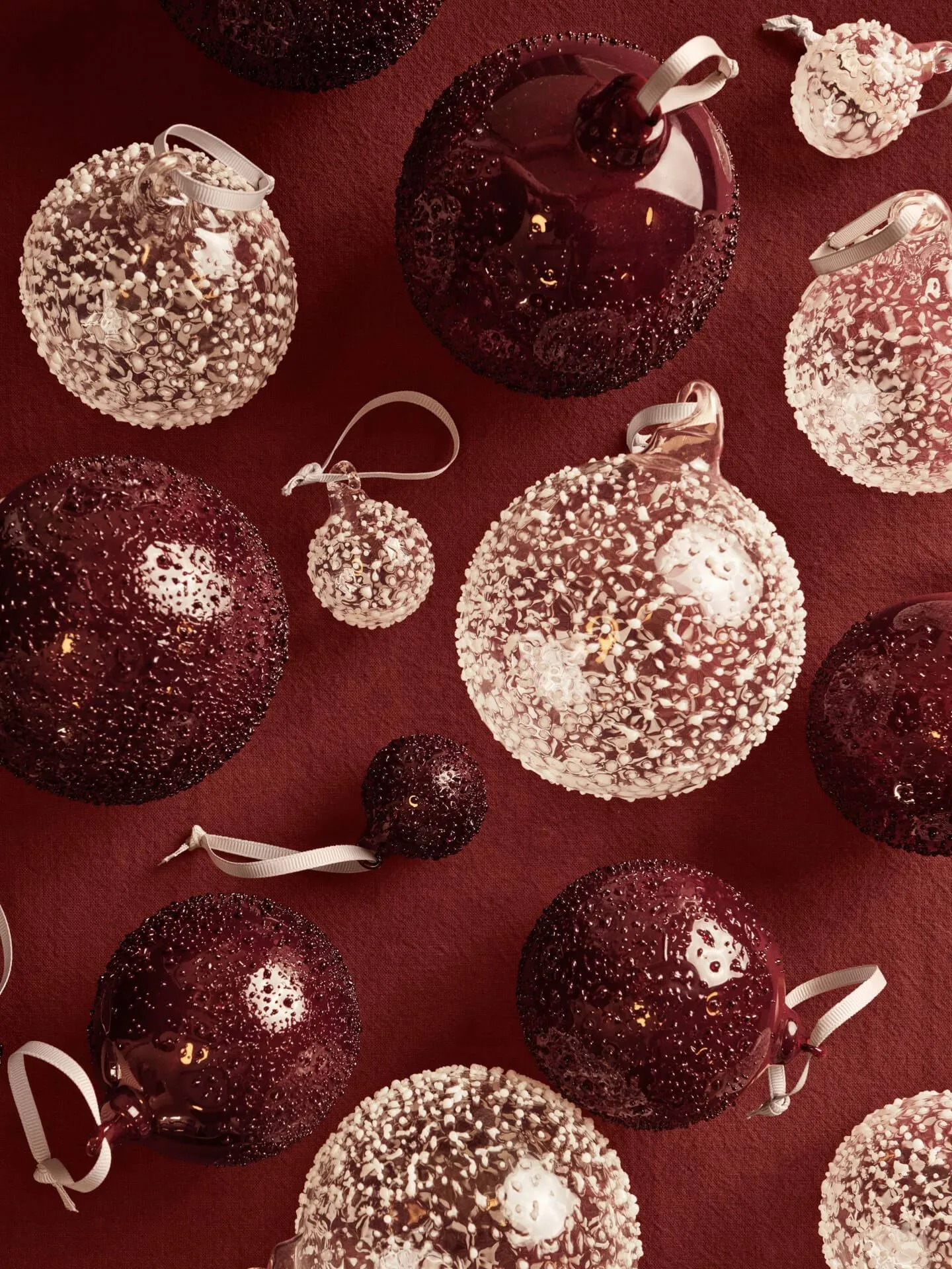 Flurry Christmas baubles 3-pack, L, White Ferm Living