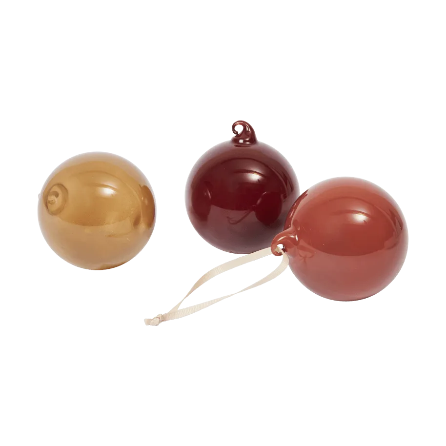 Glass bauble Christmas baubles M Ø8 cm 3 pieces, Roseate Opaque Ferm Living
