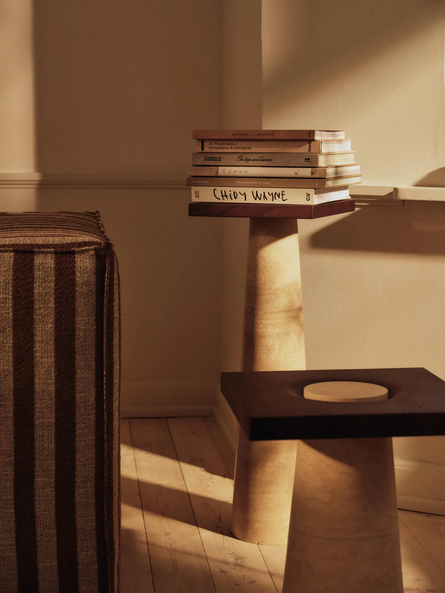 Grova pedestal, Travertine, 30x30x80 cm Ferm Living