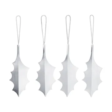 Holly leaf decorative hang 13.5 cm 4-pack - Silver - Ferm Living