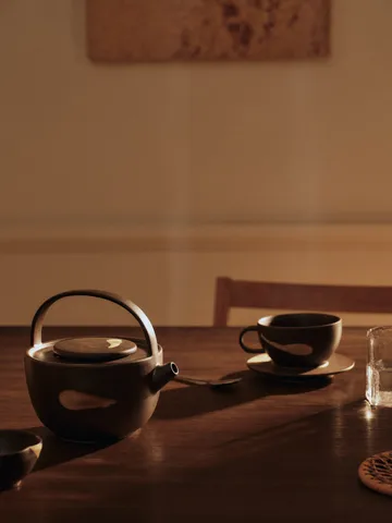 Koyo cup with saucer 36 cl - Dark brown-buff - Ferm Living