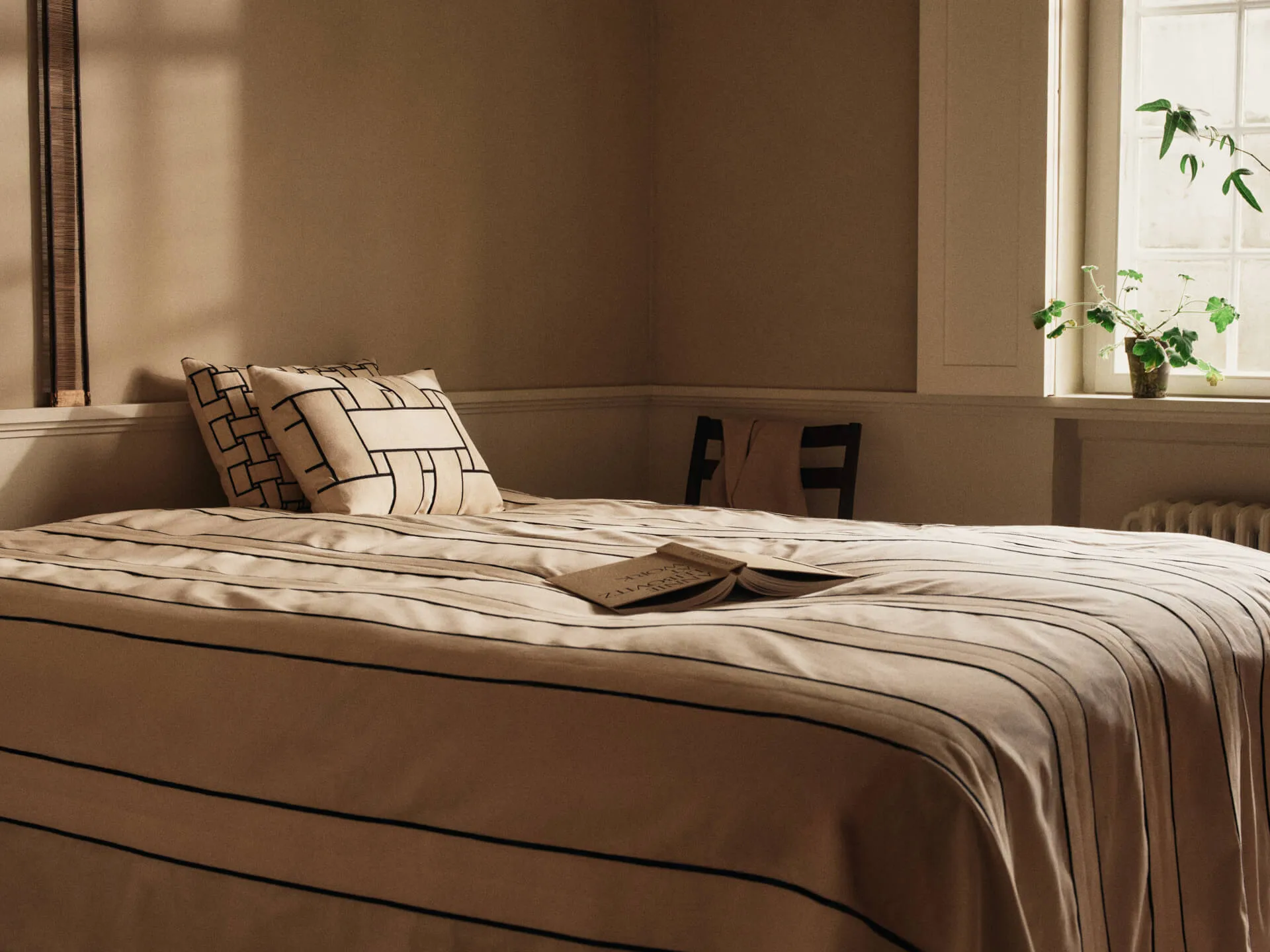 Lattice cushion cover, Off-white-black, 40x60 cm Ferm Living