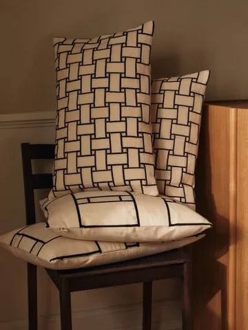 Lattice Offset cushion cover - Off-white-black, 50x50 cm - Ferm Living
