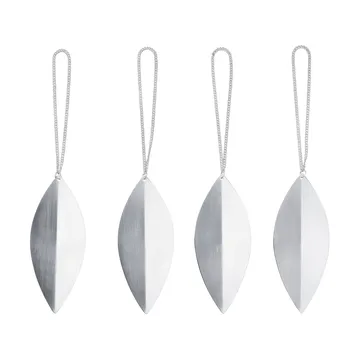 Leaf Christmas tree ornaments - Silver, 4-pack - Ferm Living