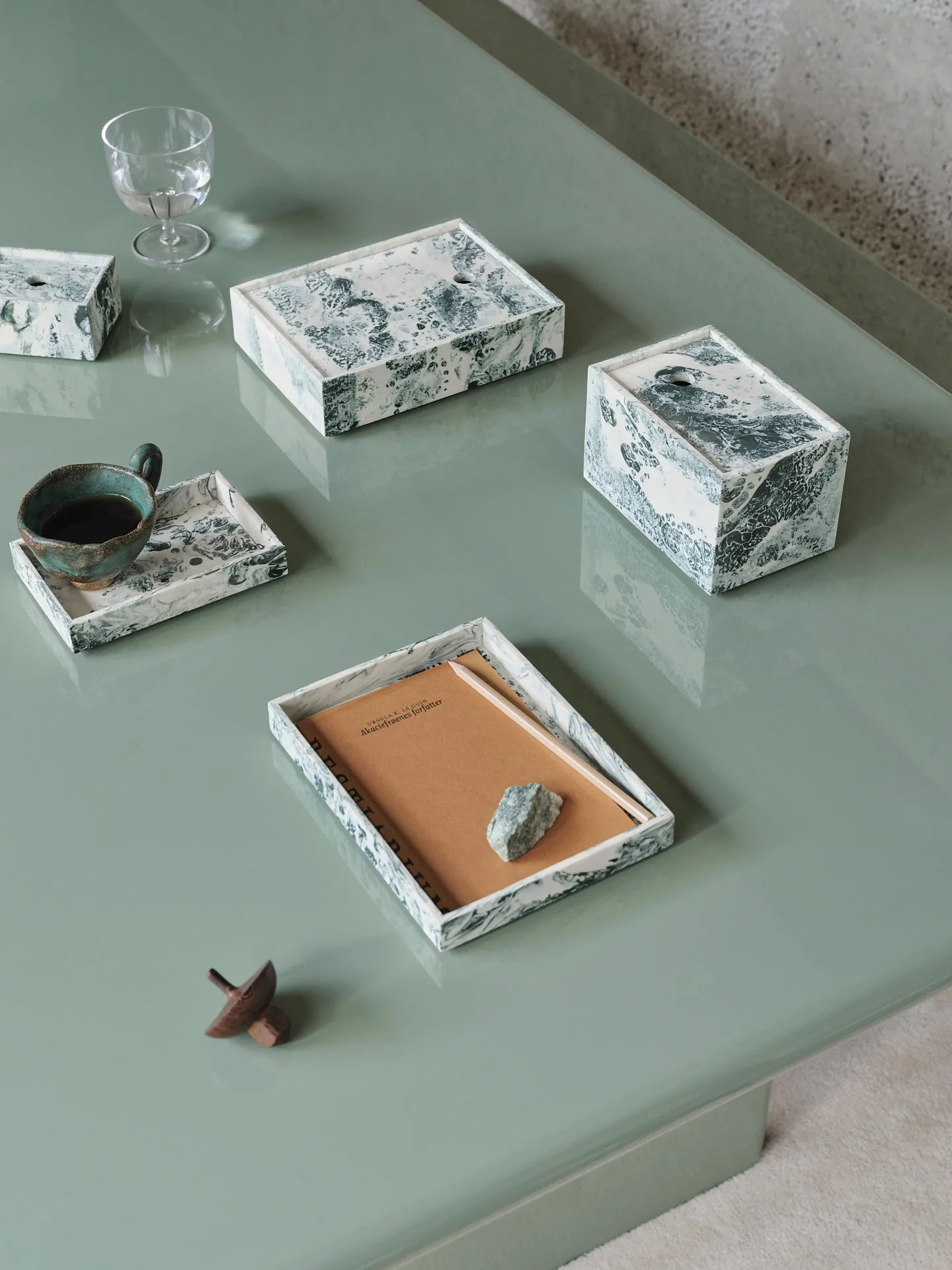 Mist storage box 7,5x10 cm, Emerald-off white Ferm Living