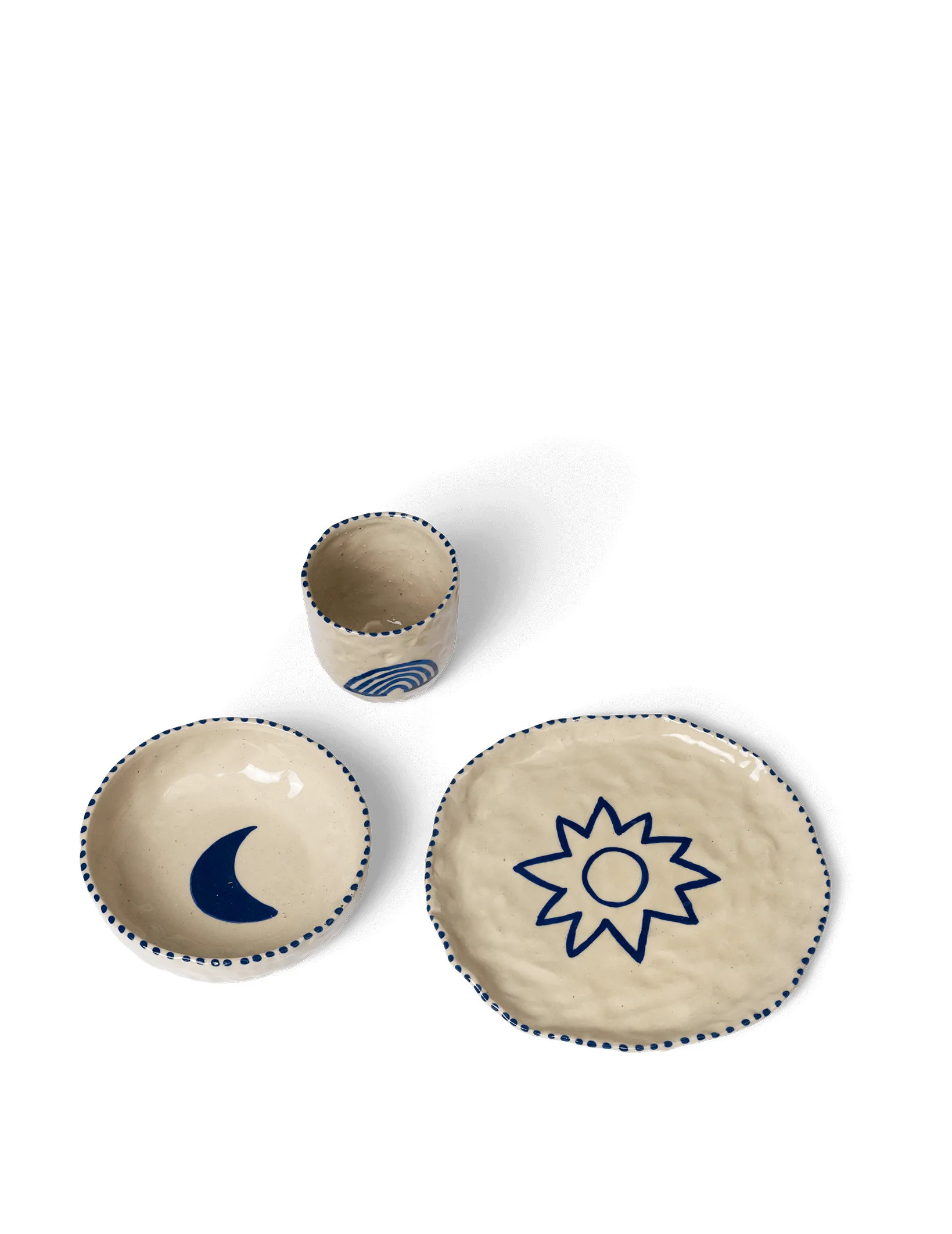 Naive children's dinnerware set 3 pieces, Deep blue Ferm Living