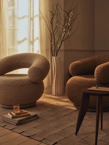Orbo Lounge chair swivel - Raw bouclé - Natural - Ferm Living