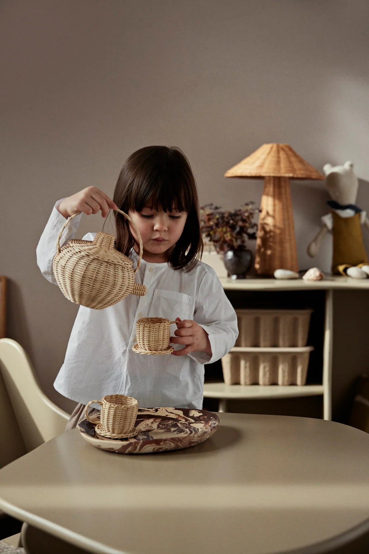 Rattan tea set 3 pieces, Natural Ferm Living