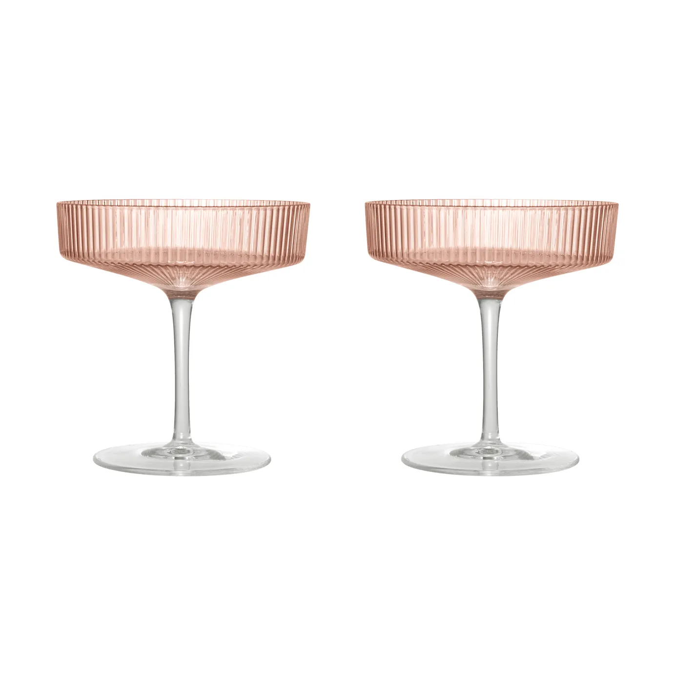 Ripple champagne glass 2-pack, Blush Ferm Living