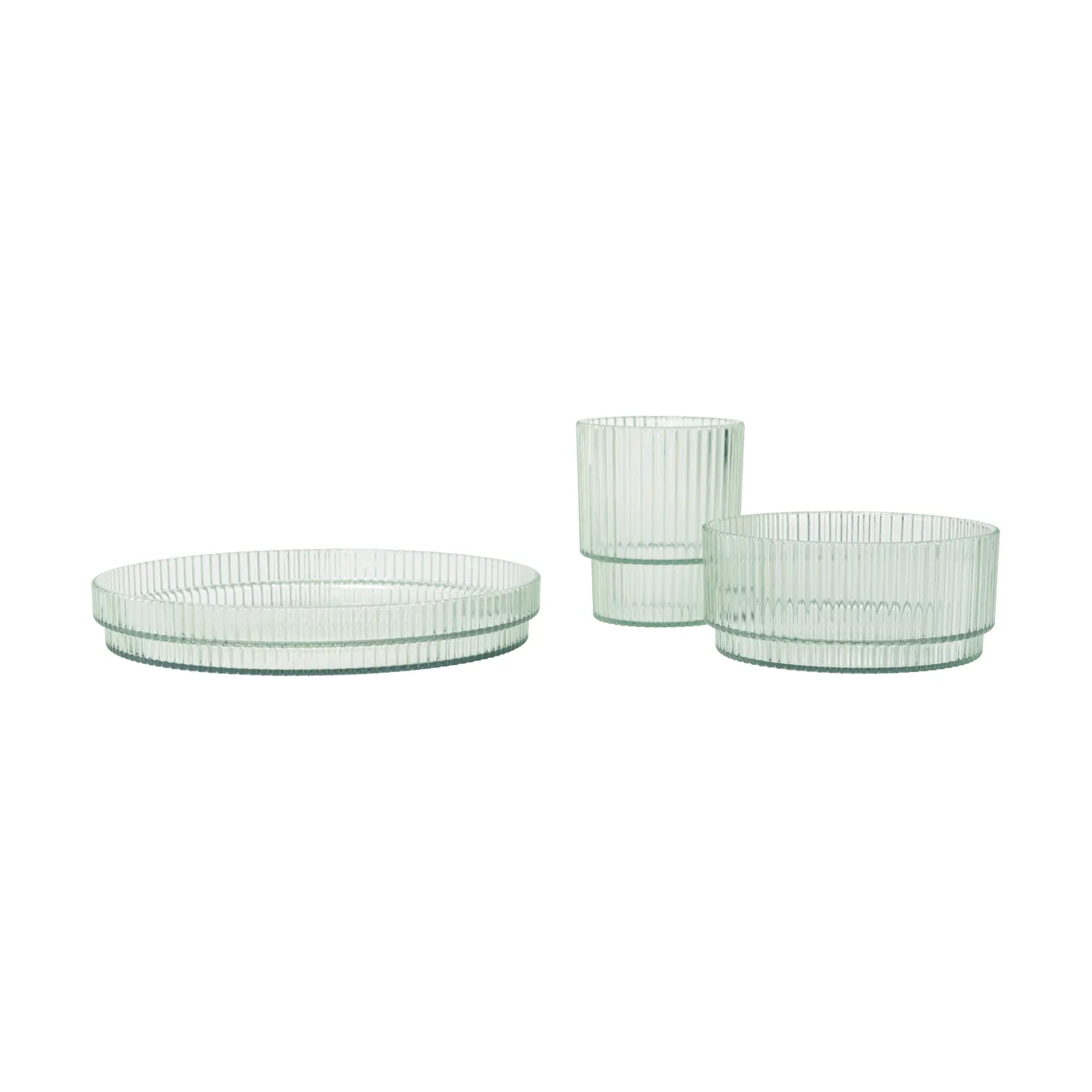Ripple kids tableware set, Tea green, 3 pieces Ferm Living