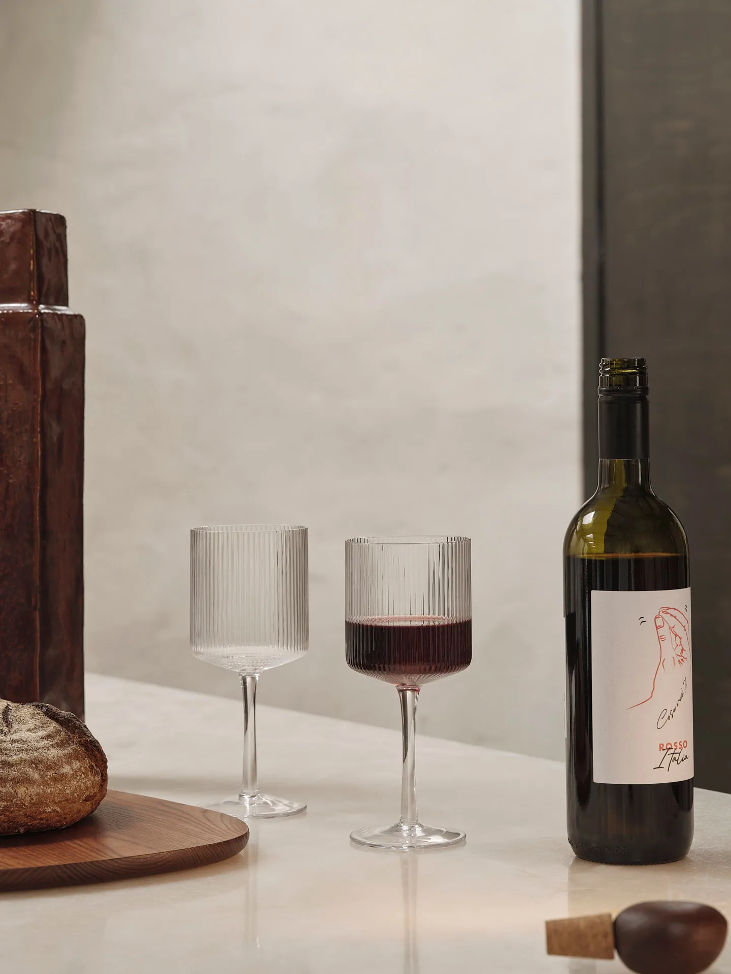 Ripple red wine glass 32,5 cl 2-pack, Clear Ferm Living