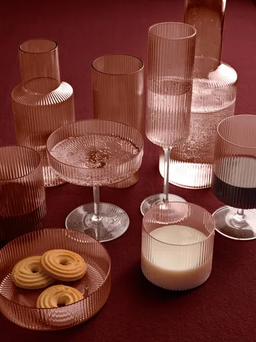 Ripple tumbler glass 25 cl 2-pack - Blush - Ferm Living