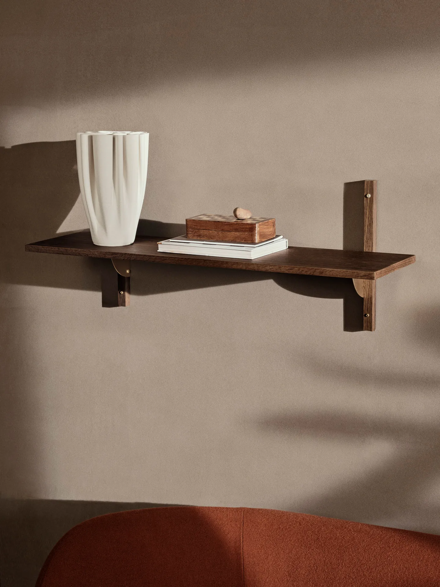 Sector shelfL/S, Smoked Oak, brass Ferm Living