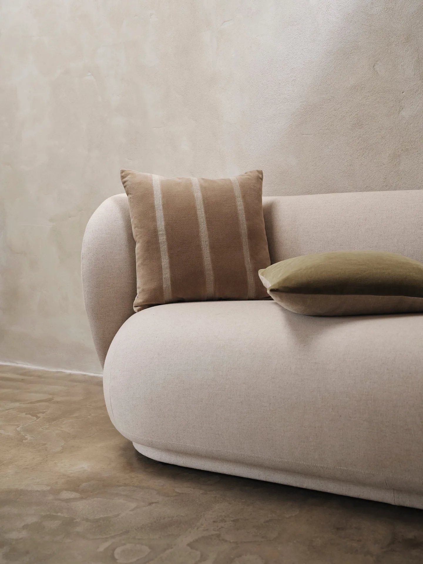 Senti Stripe cushion 50x50 cm, Dark sand-linen Ferm Living