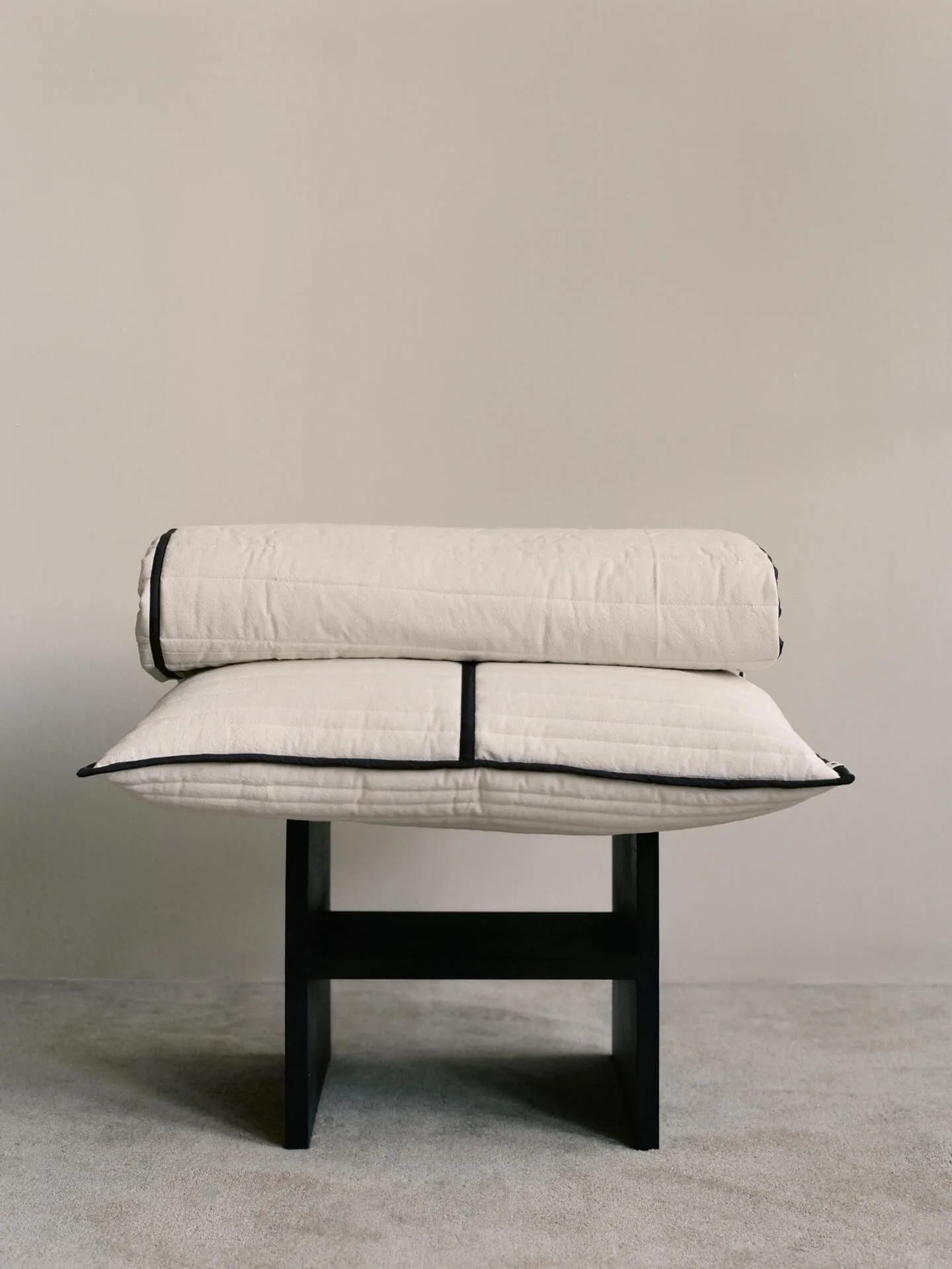 Vari quilted bedspread, Natural-dark chocolate, 260x180 cm Ferm Living