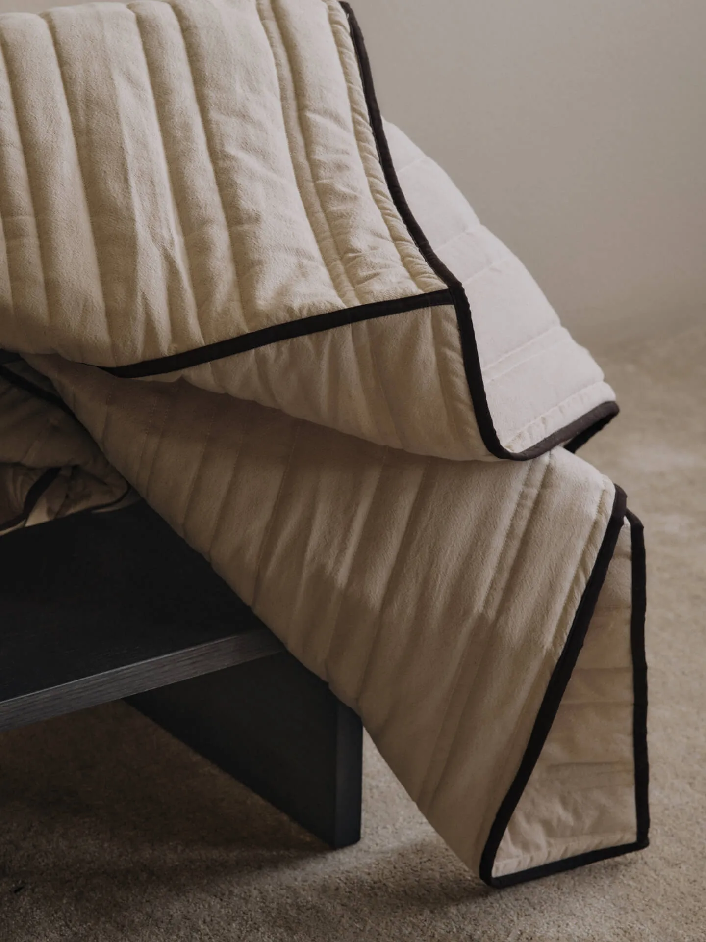 Vari quilted bedspread, Natural-dark chocolate, 260x230 cm Ferm Living