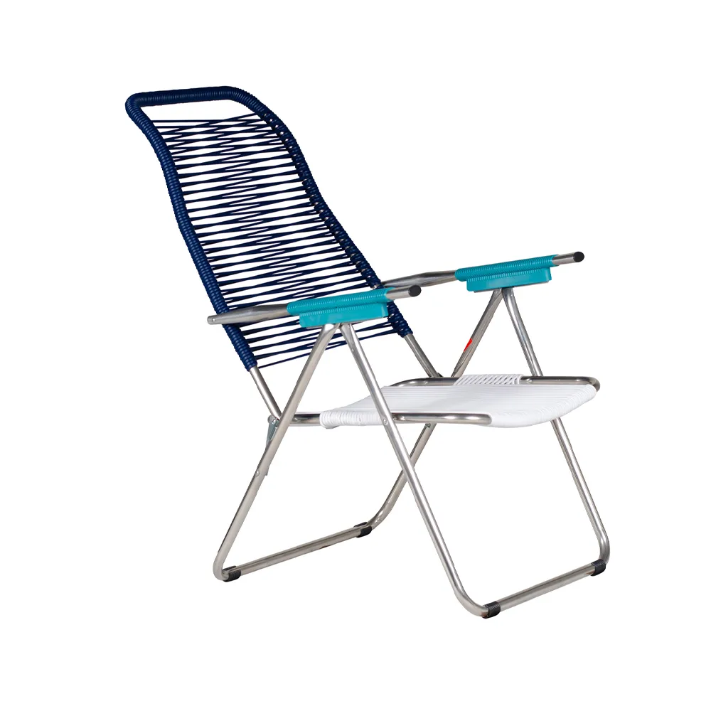 Spaghetti sun lounger without footrest, Multi-aluminium frame-blue Fiam