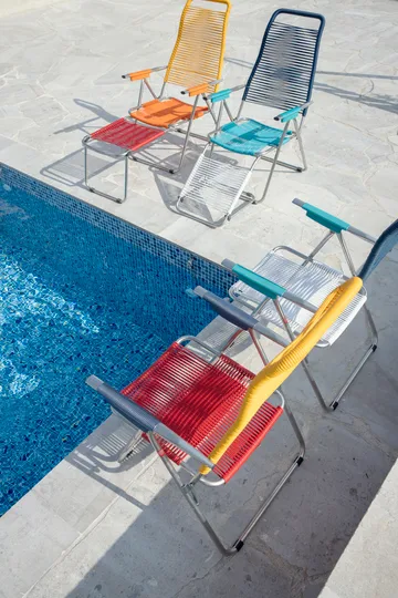 Spaghetti sun lounger without footrest - Multi-aluminium frame-blue - Fiam