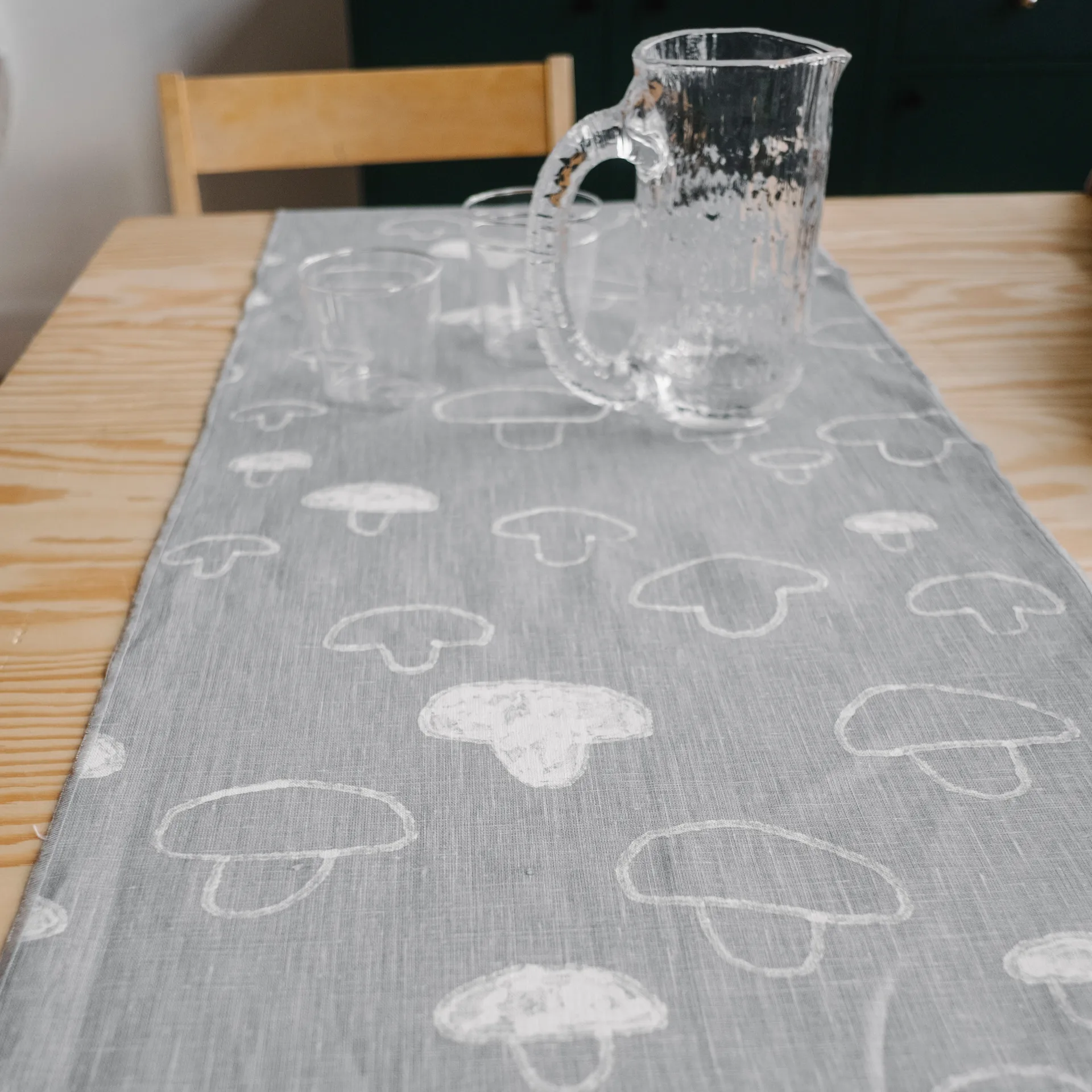 Mushroom tablerunner linen, grey Fine Little Day
