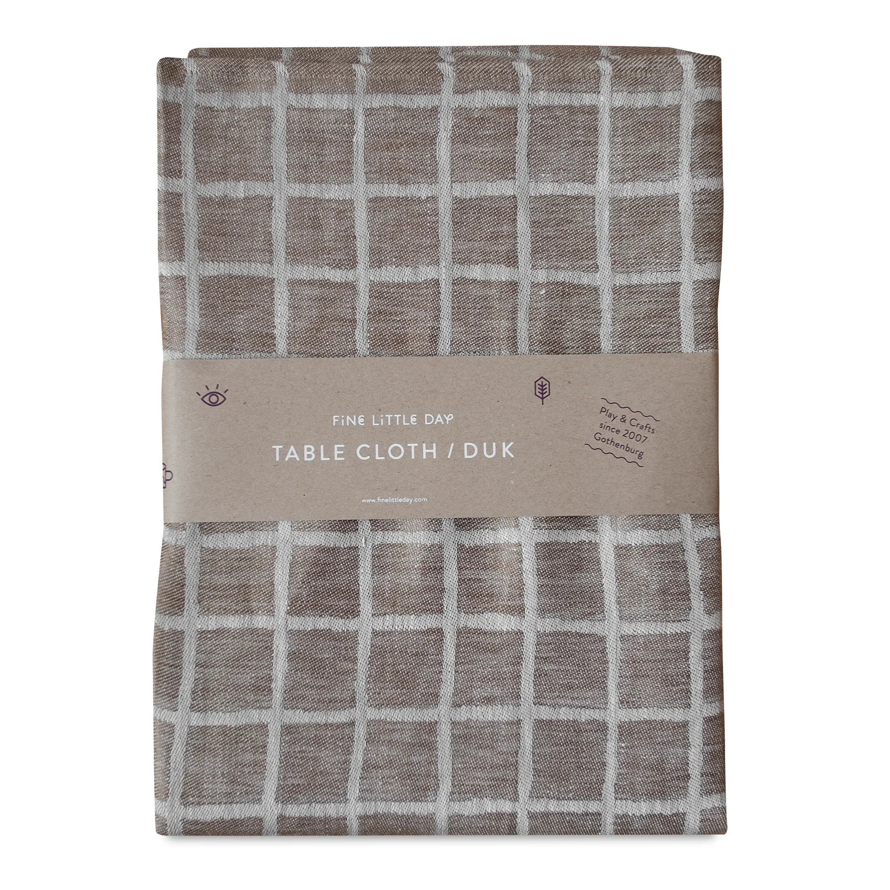 Rutig jacquard-woven table cloth 147x250 cm, brown-white Fine Little Day