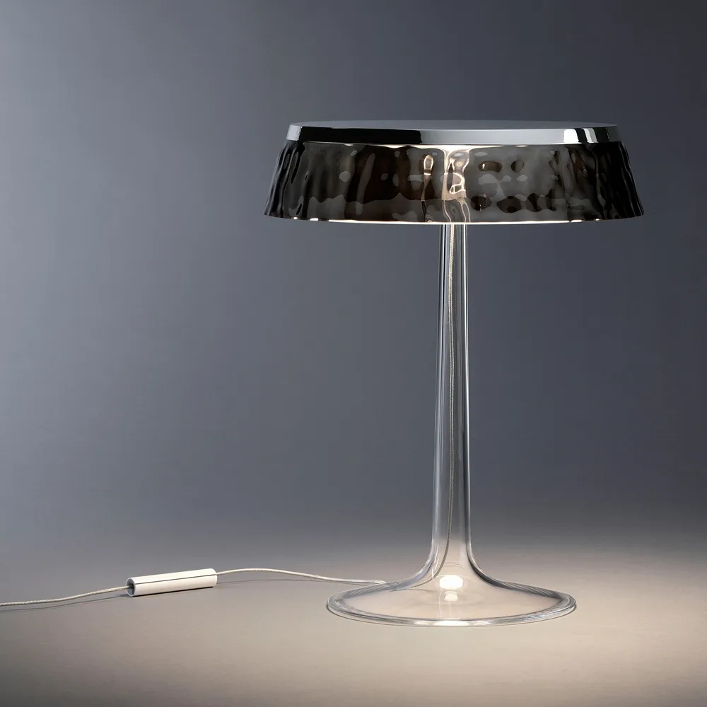 Bon Jour T table lamp, Copper, soft fabric lampshade Flos