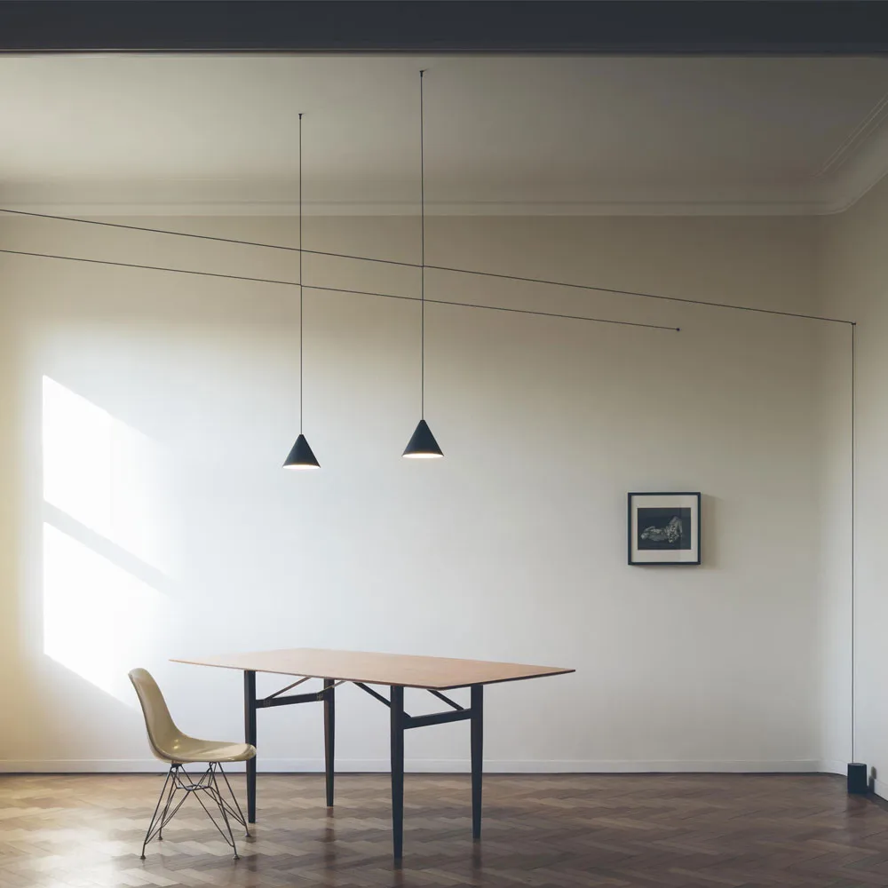 String Light Cone pendant, White, 22 m cable Flos