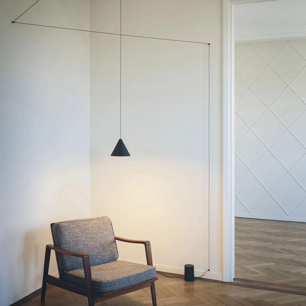 String Light Cone pendant, White, 22 m cable Flos