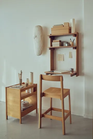 Beam Office Shelf with desk - Deep brown pine, 60x90.5x40 cm - Form & Refine