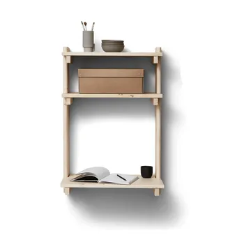 Beam wall shelf with desk - Pinewood - Form & Refine
